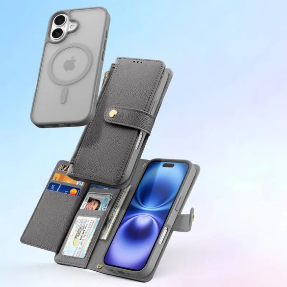 Dux Ducis Lawa könyvtok iPhone 16 - szürke