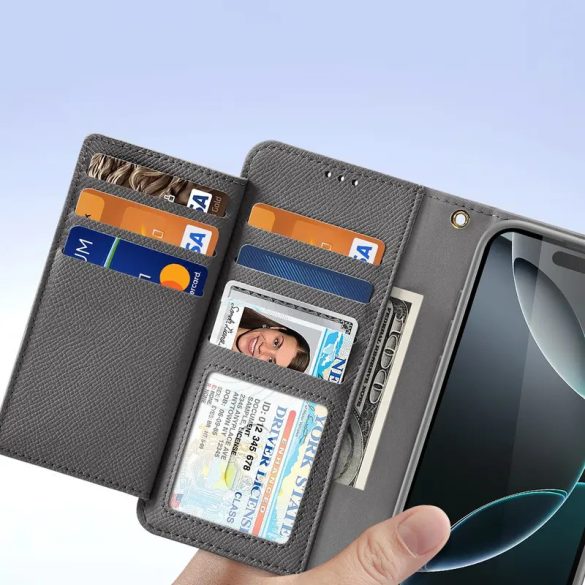 Dux Ducis Lawa MagSafe-kompatibilis könyvtok iPhone 16 Pro - szürke