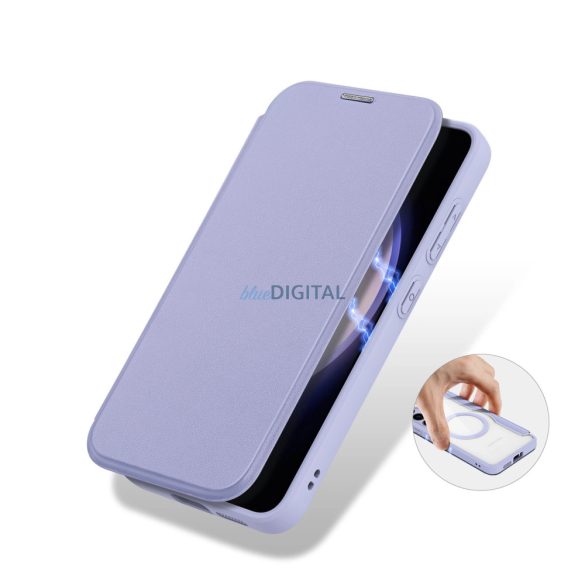 Dux Ducis Skin X Pro tok Samsung S24 mágneses gyűrűvel és patenttal - lila
