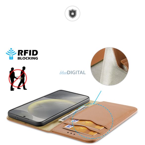 Dux Ducis Hivo flipes tok és RFID blokkoló Samsung Galaxy S24 - barna