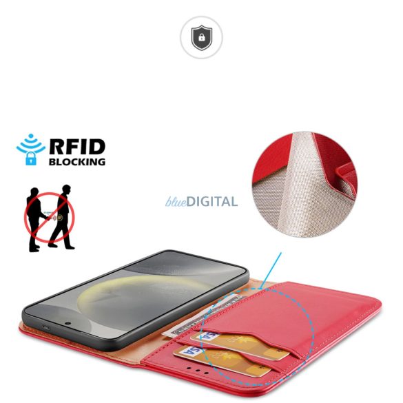 Dux Ducis Hivo flipes tok és RFID blokkoló Samsung Galaxy S24 - piros