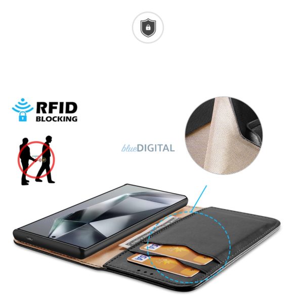 Dux Ducis Hivo flipes tok és RFID blokkoló Samsung S24 Galaxy Ultra - fekete
