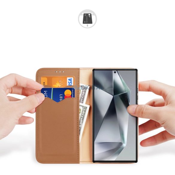 Dux Ducis Hivo flipes tok és RFID blokkoló Samsung Galaxy S24 Ultra - barna