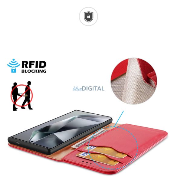 Dux Ducis Hivo flipes tok és RFID blokkoló Samsung S24 Ultra - piros