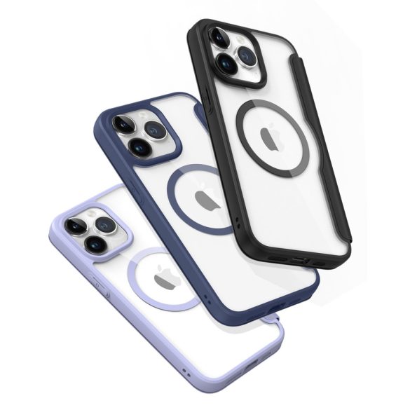 iPhone 15 Pro Max mágneses MagSafe Flip Case Dux Ducis Skin X Pro - Lila tok