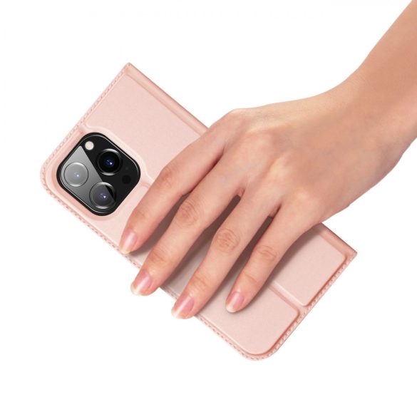 Dux Ducis Skin Pro tok pénztárcával iPhone 15 Pro - Rózsaszín