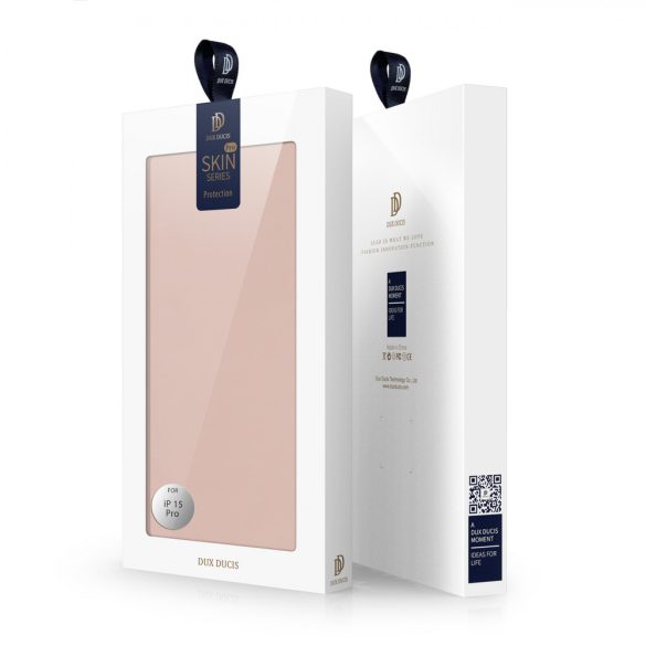 Dux Ducis Skin Pro tok pénztárcával iPhone 15 Pro - Rózsaszín