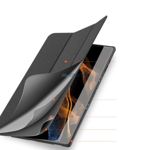 Dux Ducis Domo összecsukható tablet tok Smart Sleep funkció Samsung Galaxy Tab S8/S9 Ultra állvány fekete