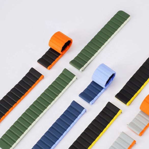 Univerzális mágneses Samsung Galaxy Watch 3 45mm / S3 / Huawei Watch Ultimate / GT3 SE 46mm Dux Ducis szíj (22mm LD verzió) - fekete és narancssárga színű tok