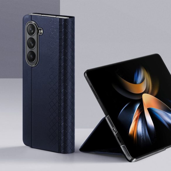 Dux Ducis Bril bőr flipes tok pénztárcával Samsung Galaxy Z Fold5 5G - Kék