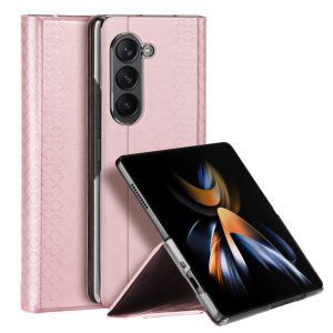 Samsung Galaxy Z Fold5 5G Dux Ducis Bril pénztárcával Flip bőr tok - rózsaszín