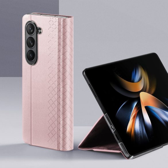 Samsung Galaxy Z Fold5 5G Dux Ducis Bril pénztárcával Flip bőr tok - rózsaszín