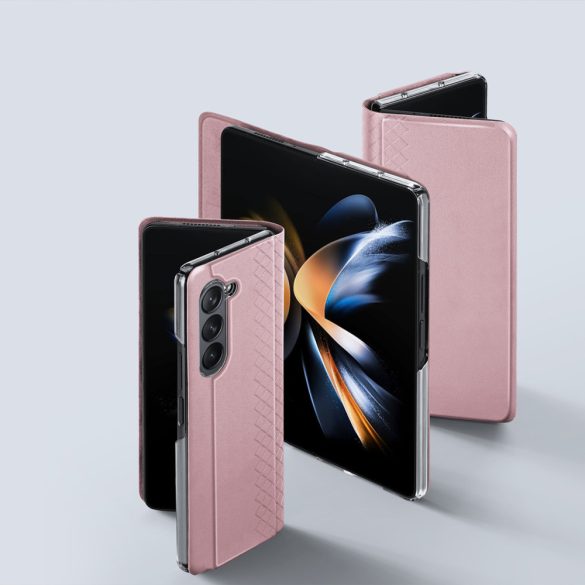 Samsung Galaxy Z Fold5 5G Dux Ducis Bril pénztárcával Flip bőr tok - rózsaszín