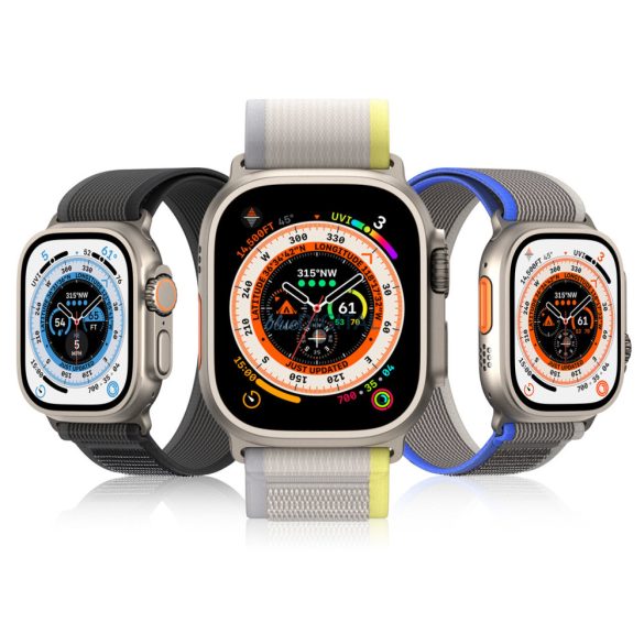 Dux Ducis (YJ Version) sportos csereszíj Apple Watch 9 / 8 / 7 / 6 / SE / 5 / 4 / 3 / 2 / 1 (38, 40, 41 mm) fekete-szürke