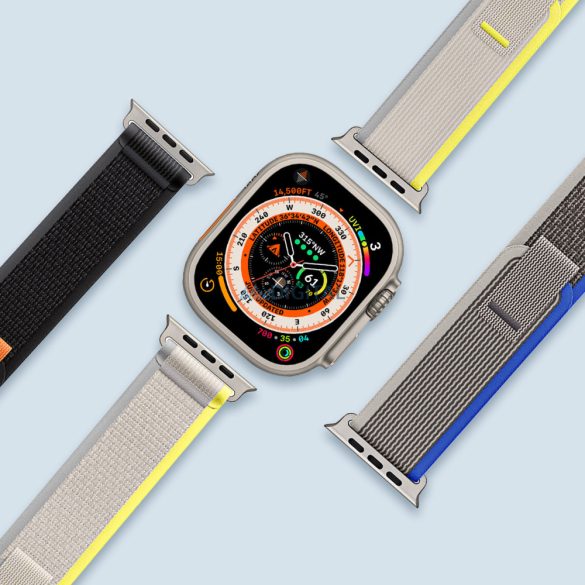 Dux Ducis (YJ Version) sportos csereszíj Apple Watch 9 / 8 / 7 / 6 / SE / 5 / 4 / 3 / 2 / 1 (38, 40, 41 mm) fekete-szürke