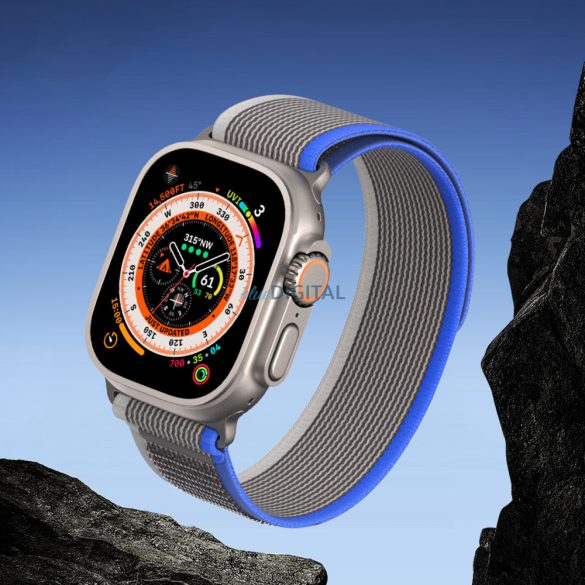 Dux Ducis (YJ Version) sportos csereszíj Apple Watch 9 / 8 / 7 / 6 / SE / 5 / 4 / 3 / 2 / 1 (38, 40, 41 mm) kék-szürke