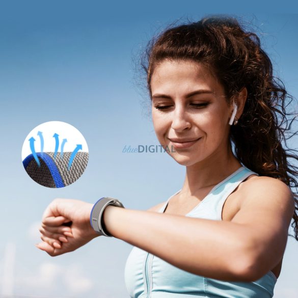 Dux Ducis (YJ Version) sportos csereszíj Apple Watch 9 / 8 / 7 / 6 / SE / 5 / 4 / 3 / 2 / 1 (38, 40, 41 mm) kék-szürke