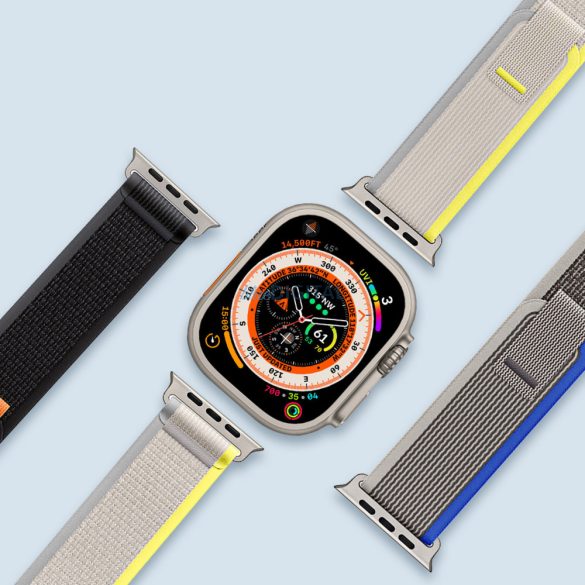Dux Ducis (YJ Version) sportos csereszíj Apple Watch 9 / 8 / 7 / 6 / SE / 5 / 4 / 3 / 2 / 1 (38, 40, 41 mm) kék-szürke
