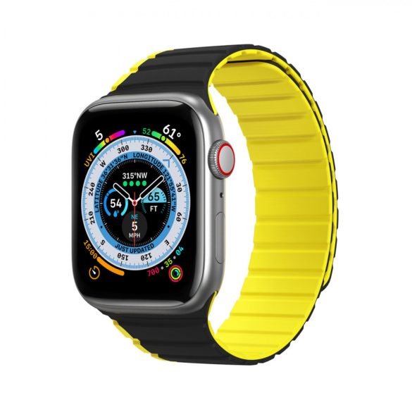 Dux Ducis (LD Version) csereszíj Apple Watch SE, 9, 8, 7, 6, 5, 4, 3, 2, 1 (41, 40, 38 mm) - fekete és sárga