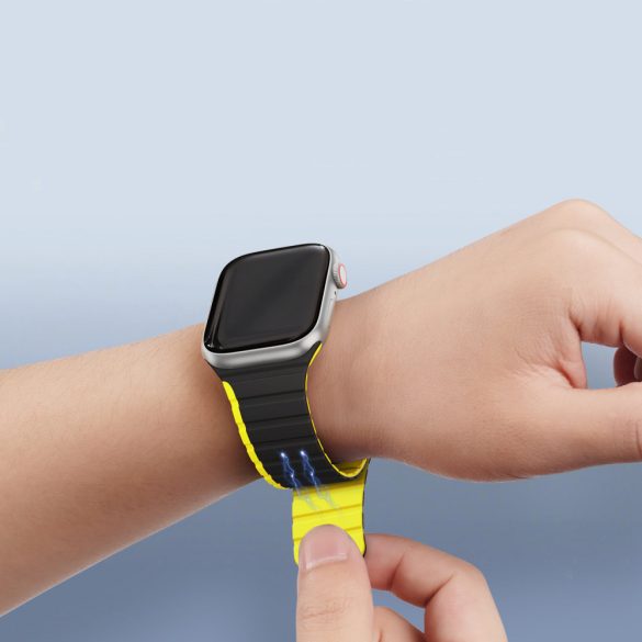 Dux Ducis (LD Version) csereszíj Apple Watch SE, 9, 8, 7, 6, 5, 4, 3, 2, 1 (41, 40, 38 mm) - fekete és sárga