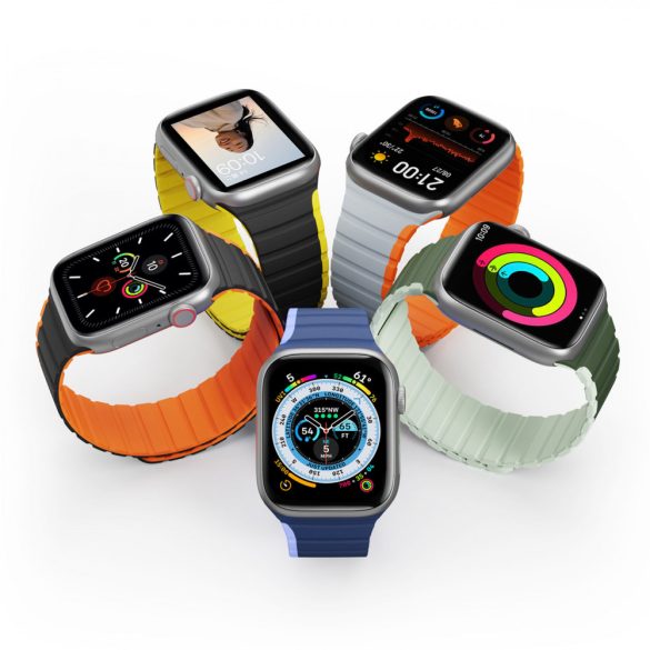 Dux Ducis (LD Version) csereszíj Apple Watch SE, 9, 8, 7, 6, 5, 4, 3, 2, 1 (41, 40, 38 mm) - szürke-narancs