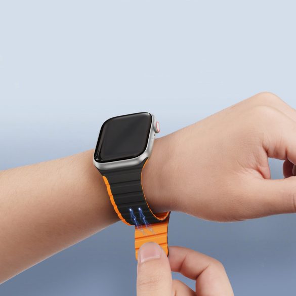 Dux Ducis (LD Version) csereszíj Apple Watch Ultra, SE, 9, 8, 7, 6, 5, 4, 3, 2, 1 (49, 45, 44, 42 mm) - fekete és narancssárga