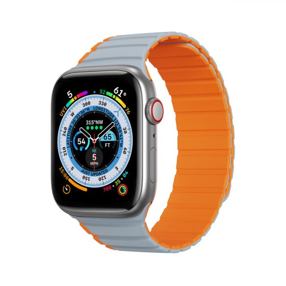 Dux Ducis (LD Version) csereszíj Apple Watch Ultra, SE, 9, 8, 7, 6, 5, 4, 3, 2, 1 (49, 45, 44, 42 mm) - szürke és narancssárga