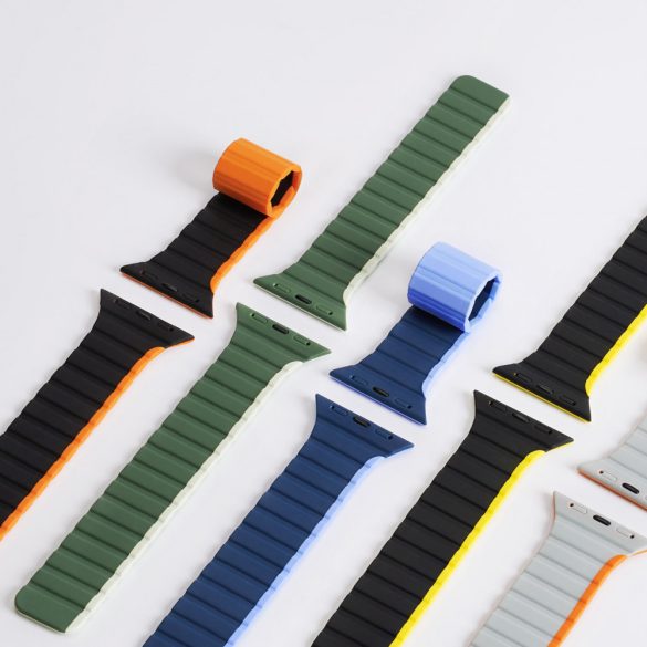 Dux Ducis (LD Version) csereszíj Apple Watch Ultra, SE, 9, 8, 7, 6, 5, 4, 3, 2, 1 (49, 45, 44, 42 mm) - szürke és narancssárga