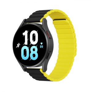 Univerzális mágneses Samsung Galaxy Watch 3 45mm / S3 / Huawei Watch Ultimate / GT3 SE 46mm Dux Ducis szíj (22mm LD verzió) - fekete / sárga tok