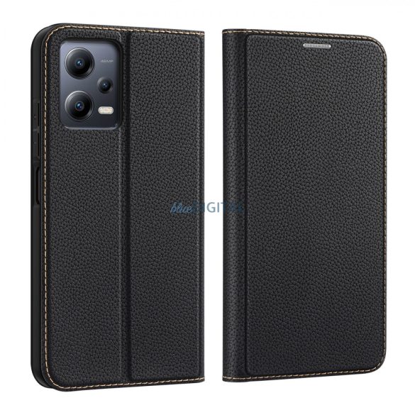 Dux Ducis Skin X2 Case Xiaomi Redmi Note 12 5G / Poco X5 5G flipes tok pénztárcával és állvánnyal fekete