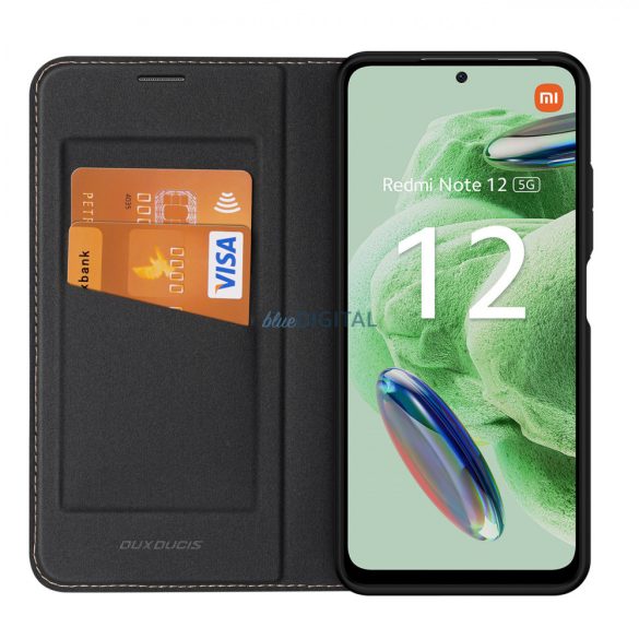 Dux Ducis Skin X2 Case Xiaomi Redmi Note 12 5G / Poco X5 5G flipes tok pénztárcával és állvánnyal fekete