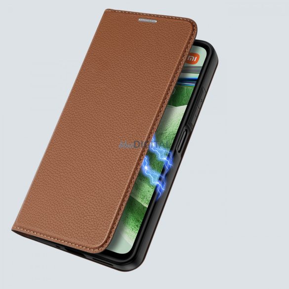 Dux Ducis Skin X2 Case XIAOMI Redmi Note 12 5G / Poco X5 5G flipes tok pénztárcával és állvánnyal Brown tok