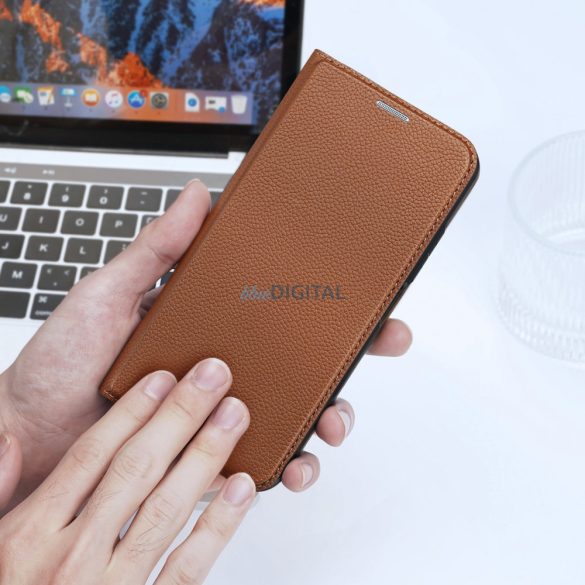 Dux Ducis Skin X2 Case XIAOMI Redmi Note 12 5G / Poco X5 5G flipes tok pénztárcával és állvánnyal Brown tok