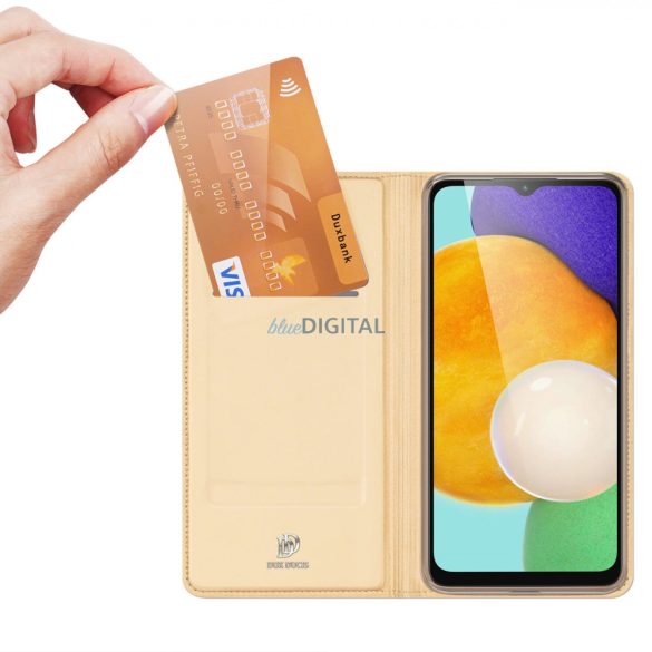 Dux Ducis Skin Pro Case for Samsung Galaxy A14 5G flipes tok pénztárcával és állvánnyal arany