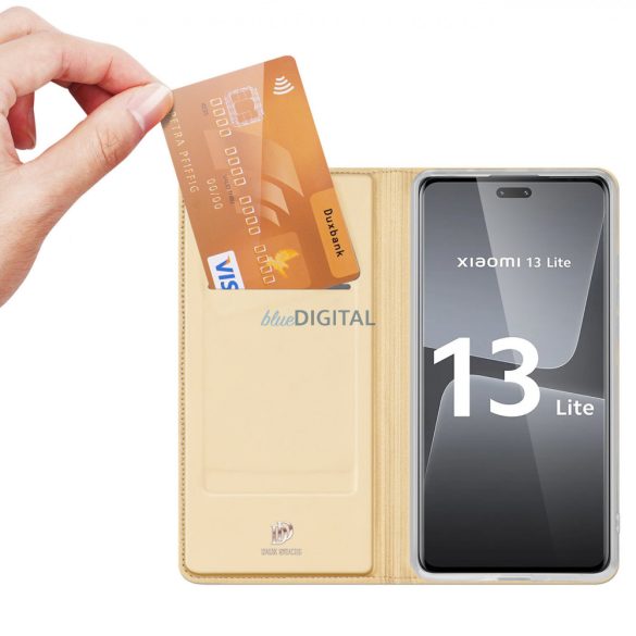 Dux Ducis Skin Pro Case for Xiaomi 13 Lite flipes tok pénztárcával és állvánnyal arany