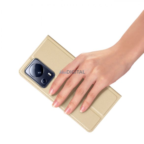 Dux Ducis Skin Pro Case for Xiaomi 13 Lite flipes tok pénztárcával és állvánnyal arany