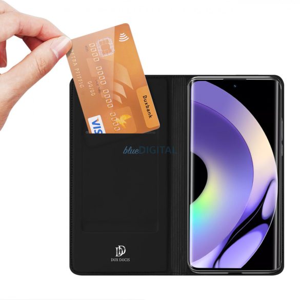 Dux Ducis Skin Pro tok Realme 10 Pro+ flip cover kártya pénztárca állvány fekete