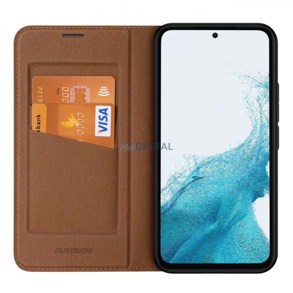 Dux Ducis Skin X2 tok Samsung Galaxy A54 5G flip cover pénztárca állvány barna