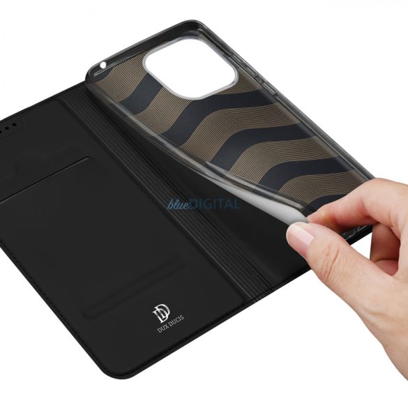 Dux Ducis Skin Pro Case For Xiaomi Redmi 11A / Poco C55 / Redmi 12C flipes tok pénztárcával és állvánnyal fekete