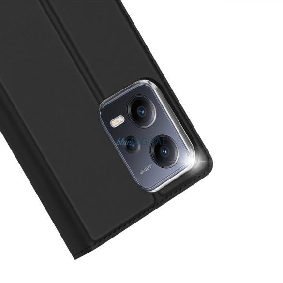 Dux Ducis Skin Pro Case For Xiaomi Redmi Note 12 5G / Poco X5 5G flipes tok pénztárcával és állvánnyal Black