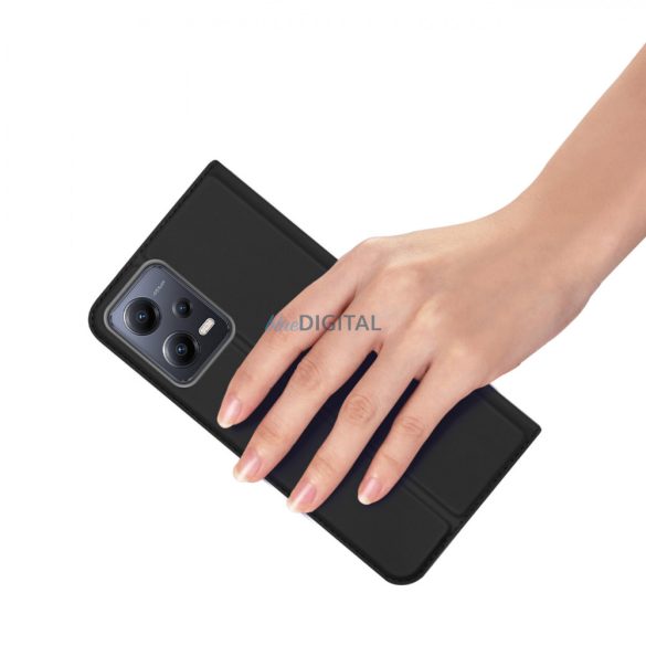 Dux Ducis Skin Pro Case For Xiaomi Redmi Note 12 5G / Poco X5 5G flipes tok pénztárcával és állvánnyal Black