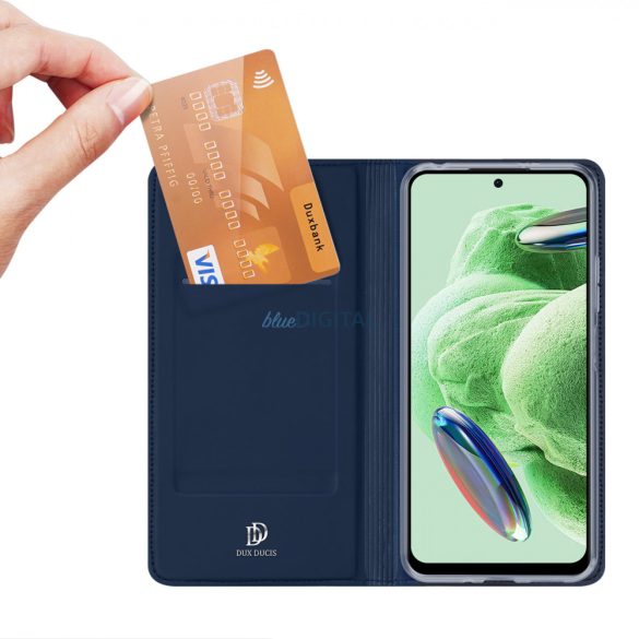 Dux Ducis Skin Pro Case For Xiaomi Redmi Note 12 5G / Poco X5 5G flipes tok pénztárcával és állvánnyal kék