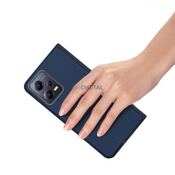 Dux Ducis Skin Pro Case For Xiaomi Redmi Note 12 5G / Poco X5 5G flipes tok pénztárcával és állvánnyal kék