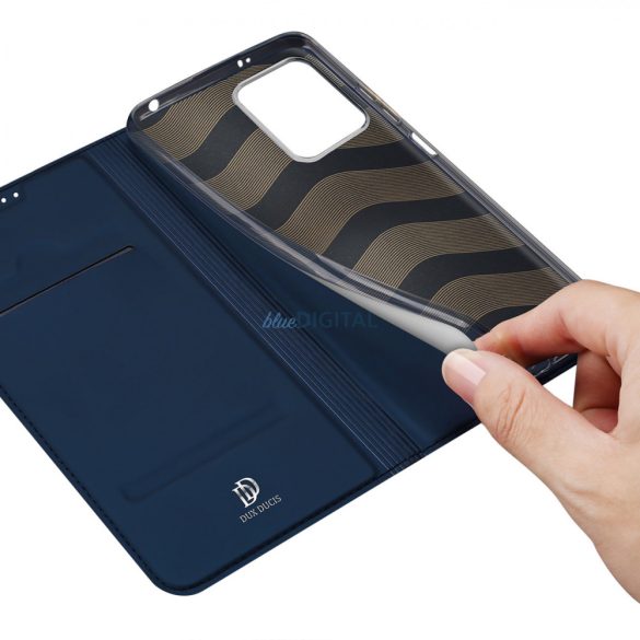 Dux Ducis Skin Pro Case For Xiaomi Redmi Note 12 5G / Poco X5 5G flipes tok pénztárcával és állvánnyal kék