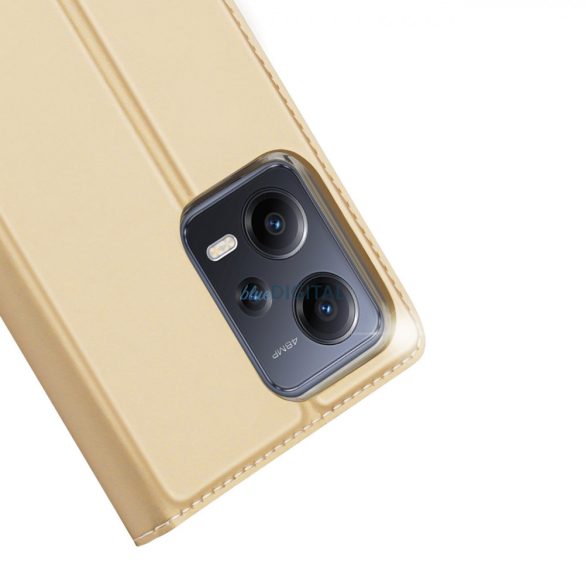 Dux Ducis Skin Pro Case For Xiaomi Redmi Note 12 5G / Poco X5 5G flipes tok pénztárcával és állvánnyal arany