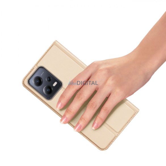 Dux Ducis Skin Pro Case For Xiaomi Redmi Note 12 5G / Poco X5 5G flipes tok pénztárcával és állvánnyal arany