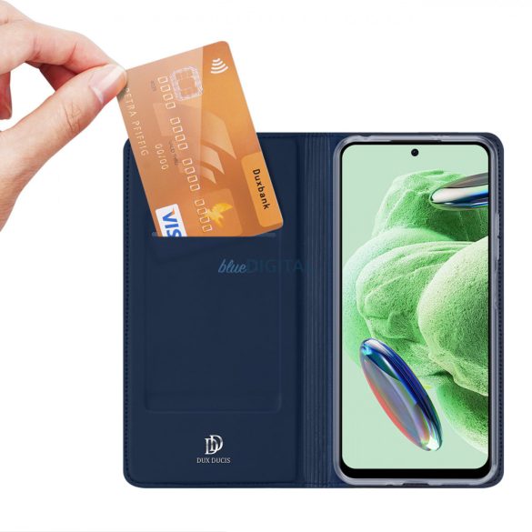 Dux Ducis Skin Pro Case For Xiaomi Redmi Note 12 Pro / Poco X5 Pro 5G flipes tok pénztárcával és állvánnyal kék