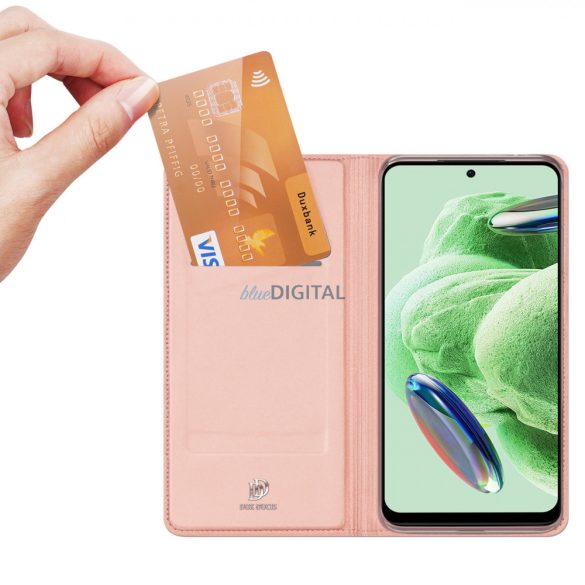 Dux Ducis Skin Pro Case For Xiaomi Redmi Note 12 Pro / Poco X5 Pro 5G flipes tok pénztárcával és állvánnyal rózsaszín