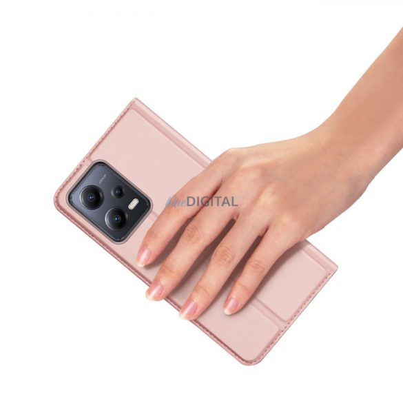 Dux Ducis Skin Pro Case For Xiaomi Redmi Note 12 Pro / Poco X5 Pro 5G flipes tok pénztárcával és állvánnyal rózsaszín