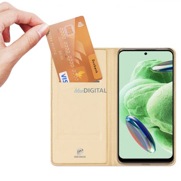 Dux Ducis Skin Pro Case For Xiaomi Redmi Note 12 Pro / Poco X5 Pro 5G flipes tok pénztárcával és állvánnyal arany